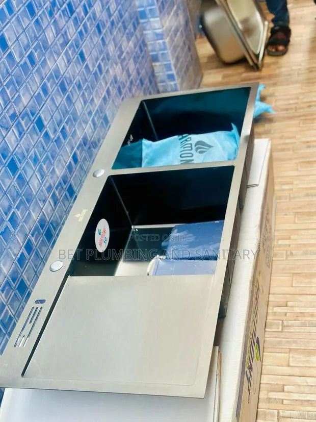 Double Bowl Kitchen Sink_two Bowl With Arm Sink Complete · Photo 1