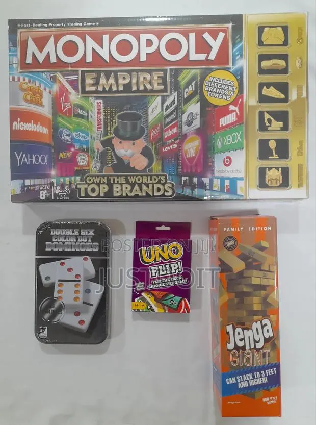 Monopoly Empire + Uno + Dominoes + Jenga · Photo 1