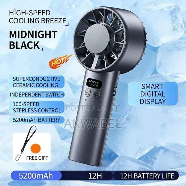 Rechargeable Hand Fan + AC Cooling 5200mAh 100-Speed Turbo Fan · Photo 1