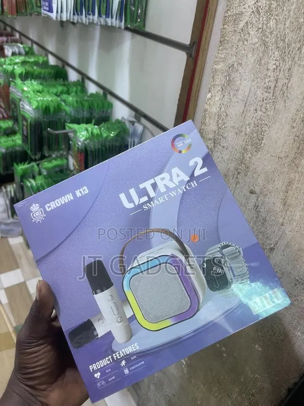 Crown Ultra 2 Smart Watch Combo| + Karaoke Mic Bluetooth Speaker · Photo 1