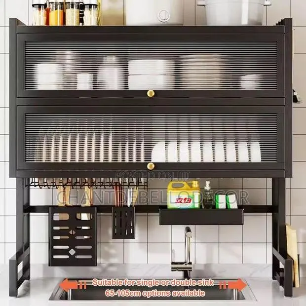 Over The Sink Dish Dust-proof Drying Rack Double Layer With Cover · Photo 1