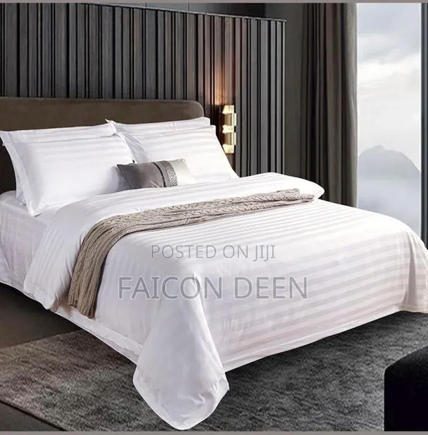 Easy Care Cotton White Stripped Duvet Cover Only ;Good For Hotels · Photo 1