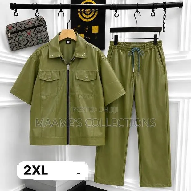 Men’s Leather Jacket Top Down Co-Ord 2 Piece - Set. · Photo 1