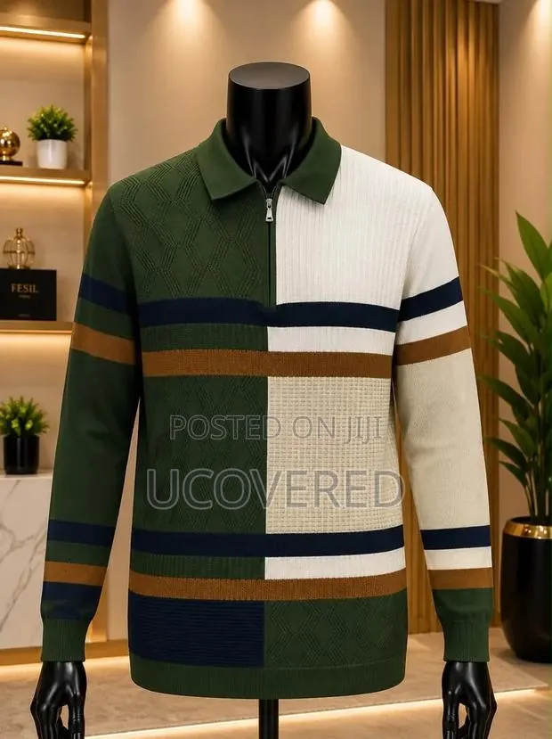 Men's Long-Sleeve Quarter-Zip Knitted Polo Sweaters · Photo 1