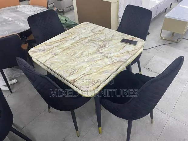 Marble Dining Sets 4 Square With Strong Chairs · Photo 1
