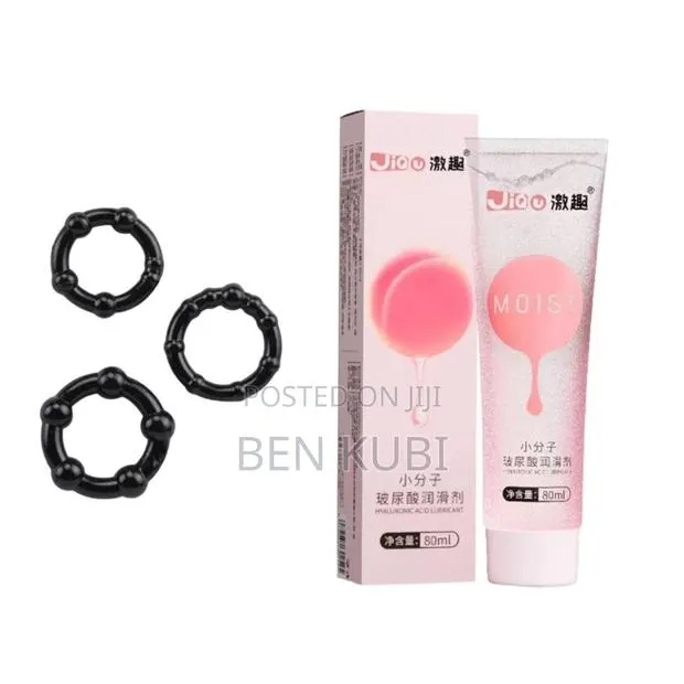 Sex Lubricant Gel + 3 PCS Silicone Beaded Cock Rings · Photo 1