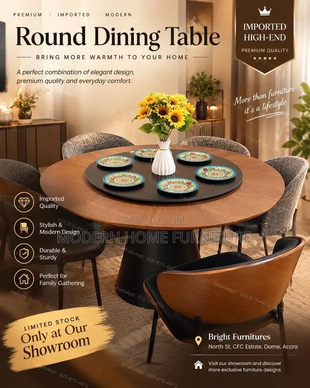 Luxury Round Dining Table | Imported | Premium Quality · Photo 1