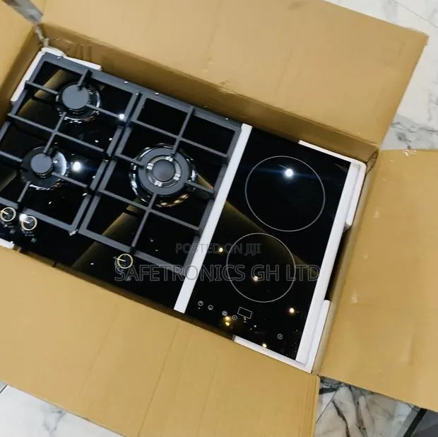Accurate Black Kenwood 3+2 Dual Fuel Built-in Cooker Hob · Photo 1