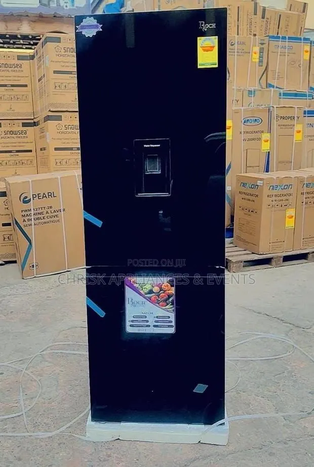 Roch 309l Black Glass Refrigerator With Water Dispenser · Photo 1
