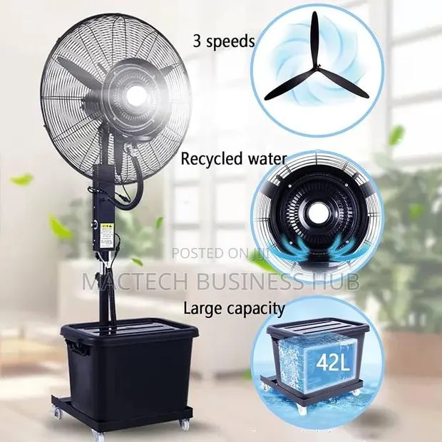 Industrial 42l Outdoor Mist Fan - High Power Pedestal Cooling Fan