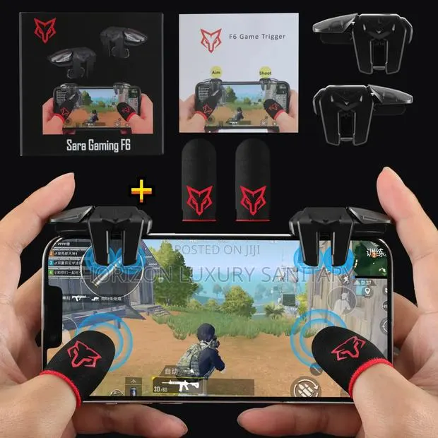 G21 Six Fingers Mobile Game Trigger for Aim Shooting L1 R1 With Sleeve · Photo 1