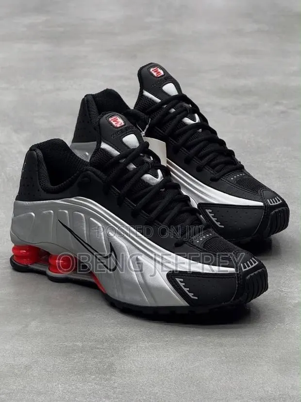 Original Nike Shox R4 Metallic Sliver, Max Red- Orange · Photo 1