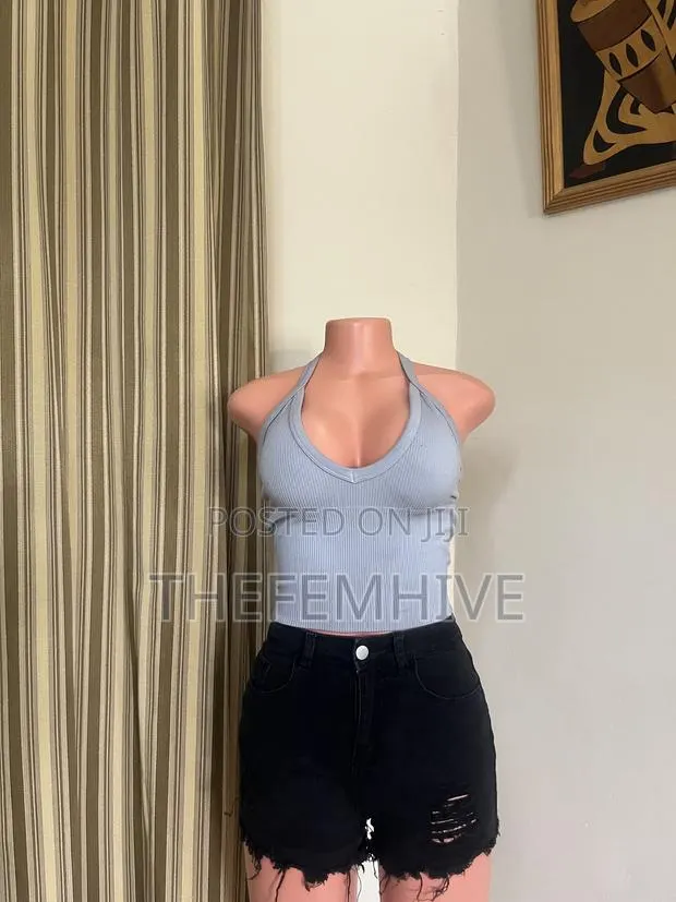 Blue Bareback Crop Top Thrift · Photo 1