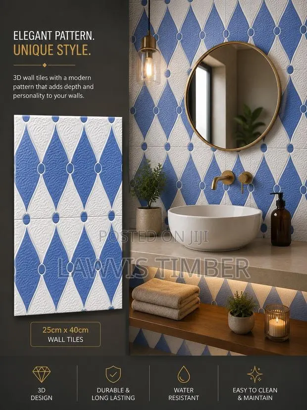 25x40cm Sapphire Royale 3D Blue White Wall Tiles · Photo 1