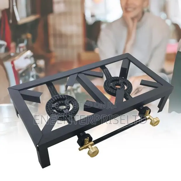 Heavy Duty, Durable Black Cast Iron Gas Burner Stove – 2 Burners · Photo 1