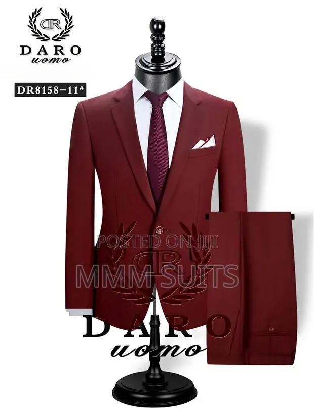 Official Wine or Burgundy 2-Piece Classic Men Suit in All Sizes · Photo 1