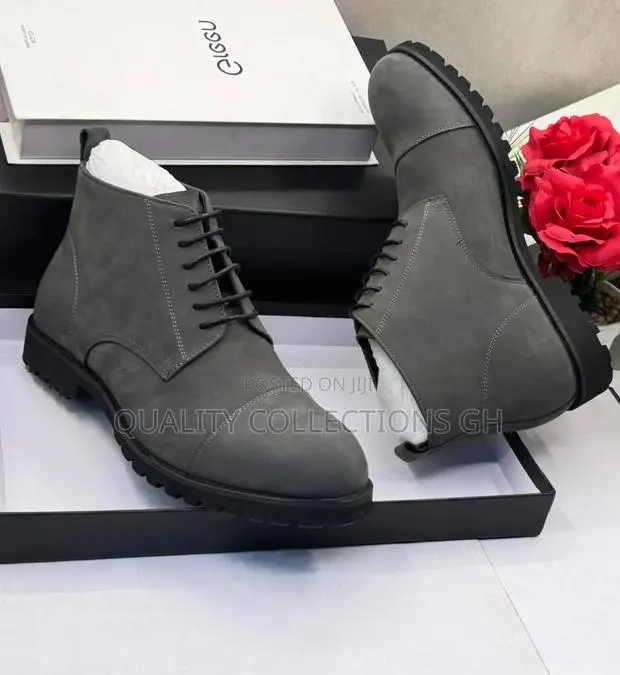 Grey Matte Leather Boots · Photo 1