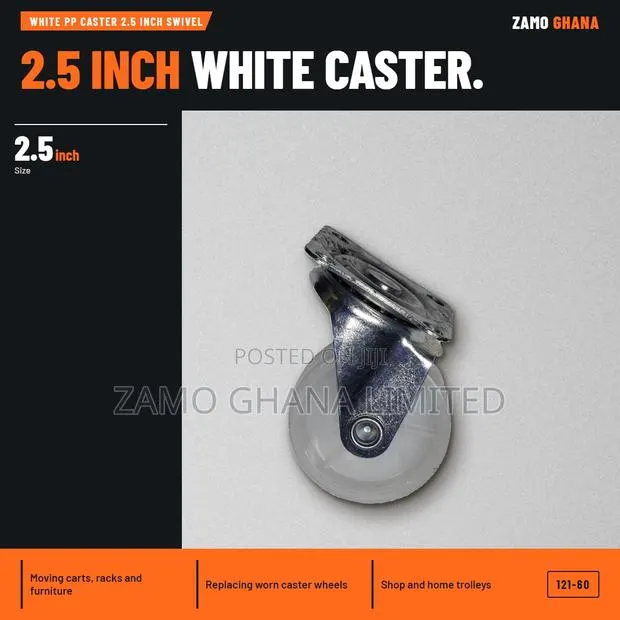 White Pp Caster 2.5 Inch Swivel - 121-60 · Photo 1