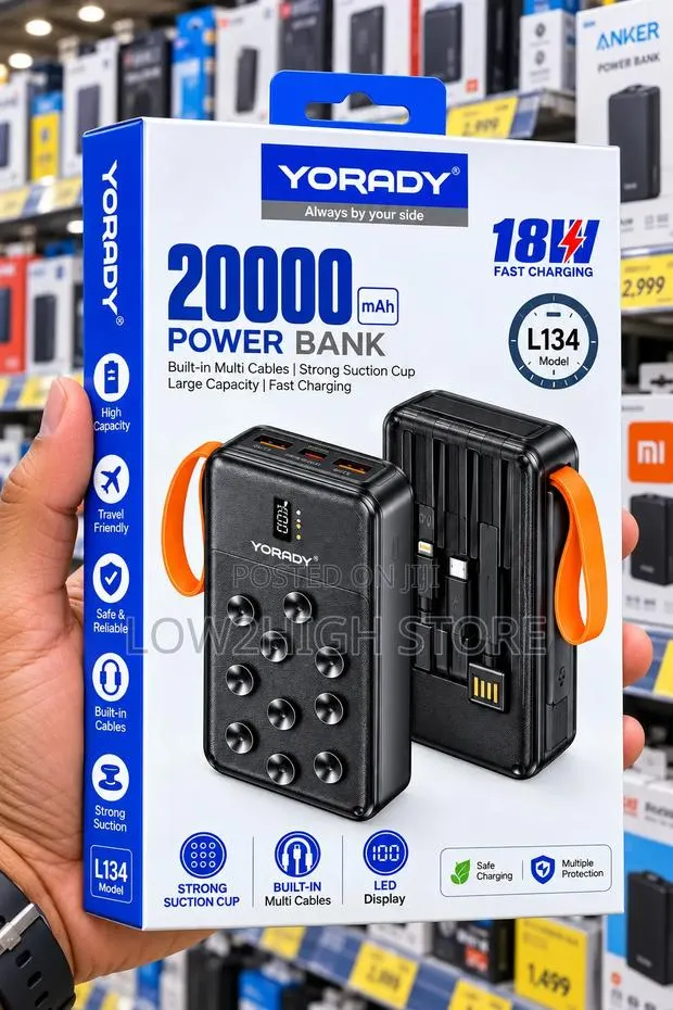 Yorady L134 20,000mAh 18W Suction-Cup Power Bank - Low2High · Photo 1