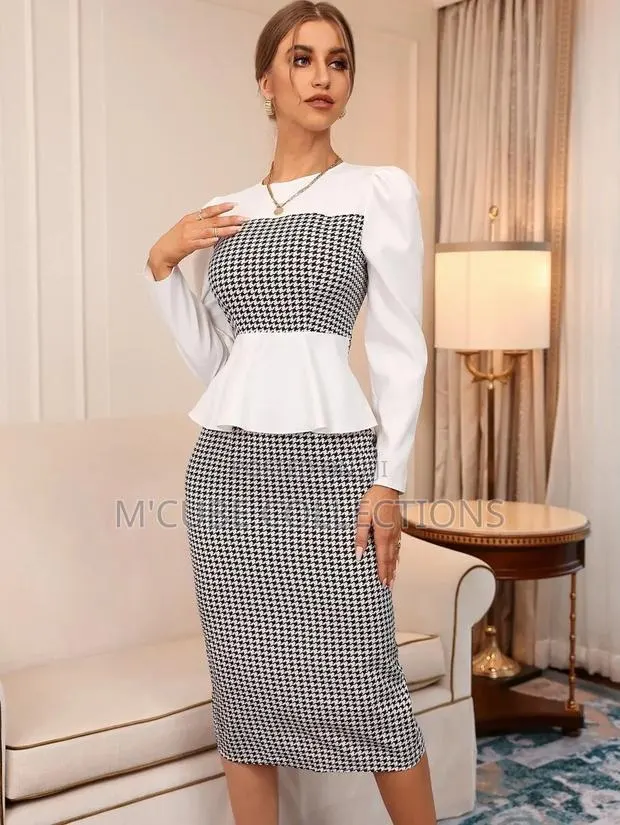 Black White Houndstooth Peplum Dress · Photo 1