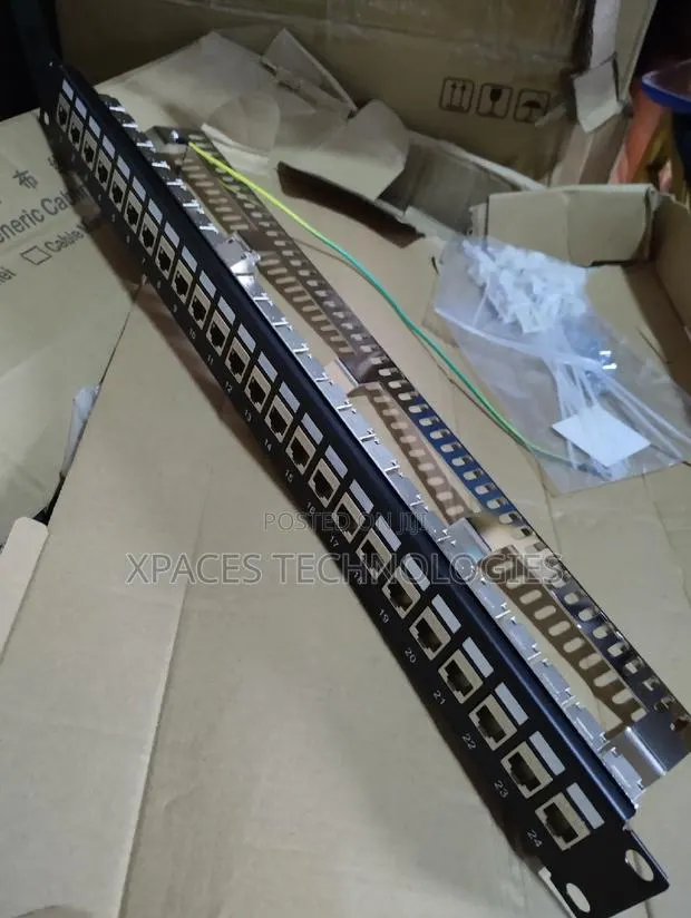 Cat6a 24 Port Patch Panel PASSTHROUGH, Fully Loaded · Photo 1