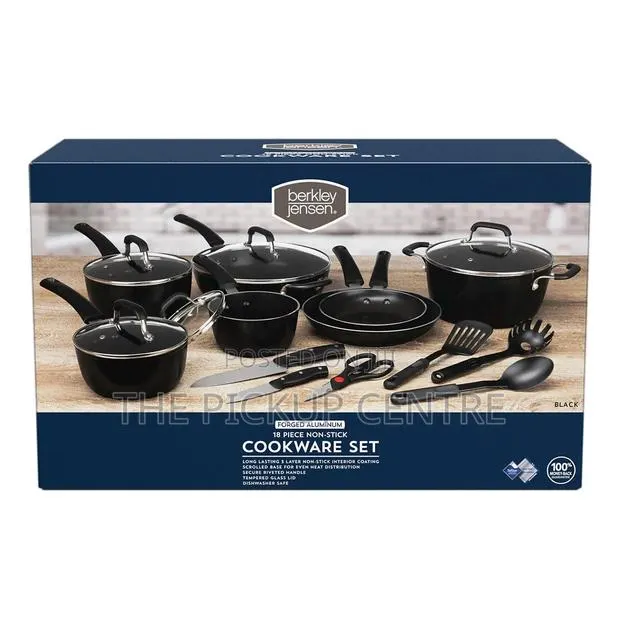 Berkley Jensen 18 Piece Non-Stick Cookware Set - Black · Photo 1