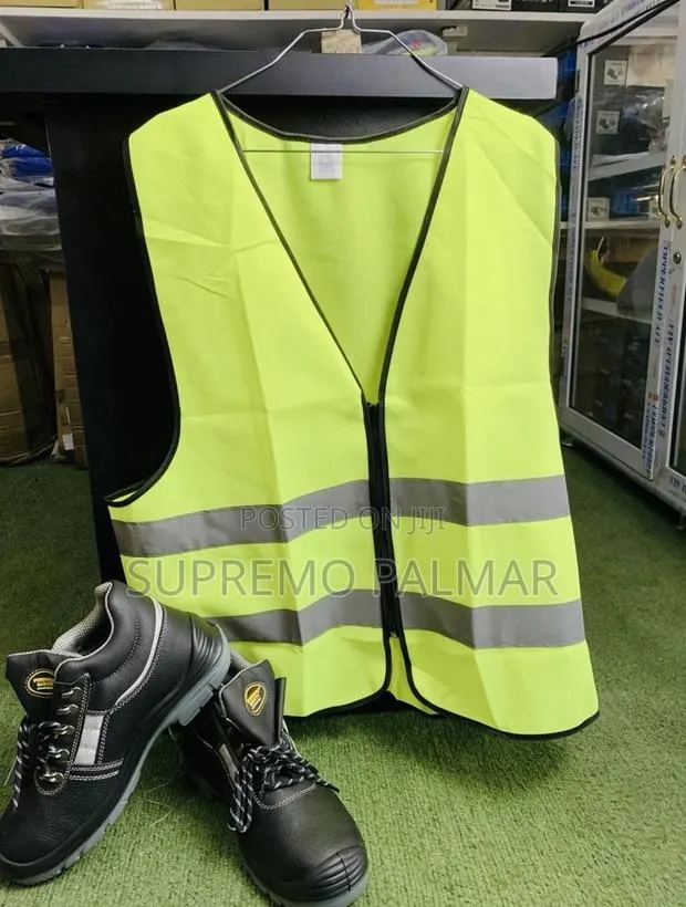 Hi-Vis Safety Vest -Neon Yellow Reflective Work With Full Front Zipper · Photo 1