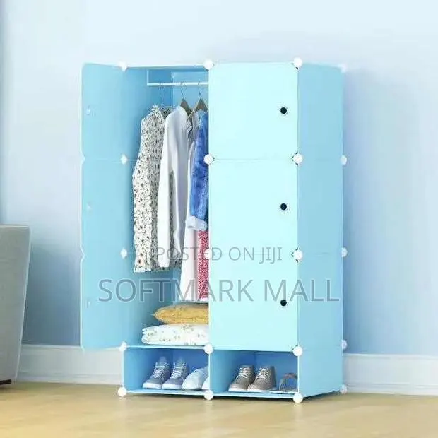 6 Cubes Wardrobe With Shoe Rack (Blue) · Photo 1
