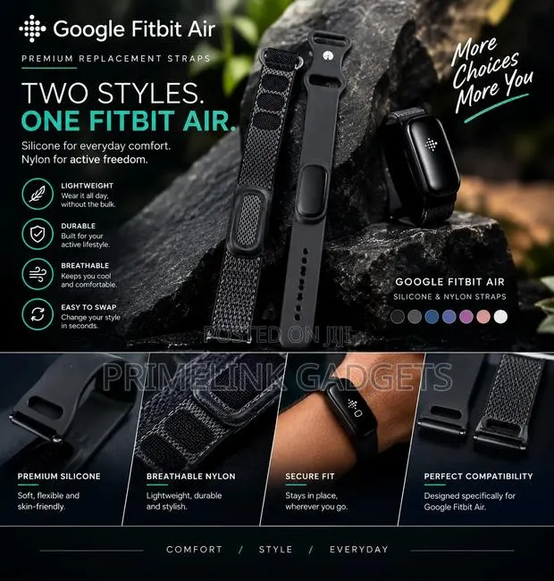 Google Fitbit Air Silicone and Nylon Strap. · Photo 1