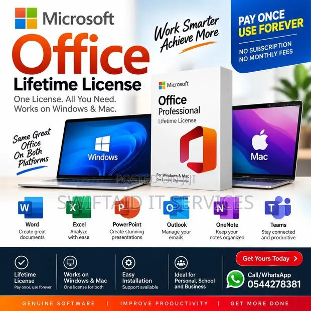 Microsoft Office 2024 Lifetime Install License for Mac and Windows · Photo 1