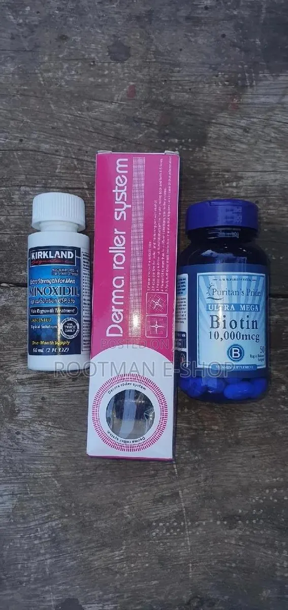 Minoxidil, Derma Roller Biotin (10,000 McG) Combo · Photo 1