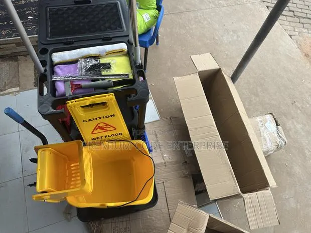 Cleaning Cart Complete - Heavy-Duty Janitorial Cart With Wheels · Photo 6