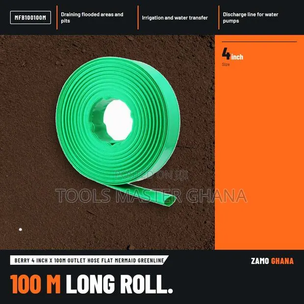 Berry 4 Inch X 100M Outlet Hose Flat Mermaid Greenline - MFB100100M · Photo 1