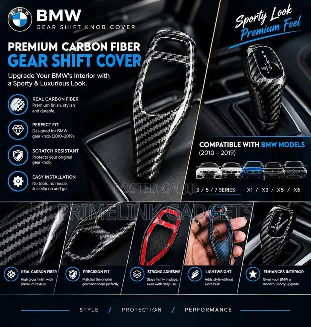 BMW Carbon Fibre Gear Knob Cover (Compatible Models in Description) · Photo 1