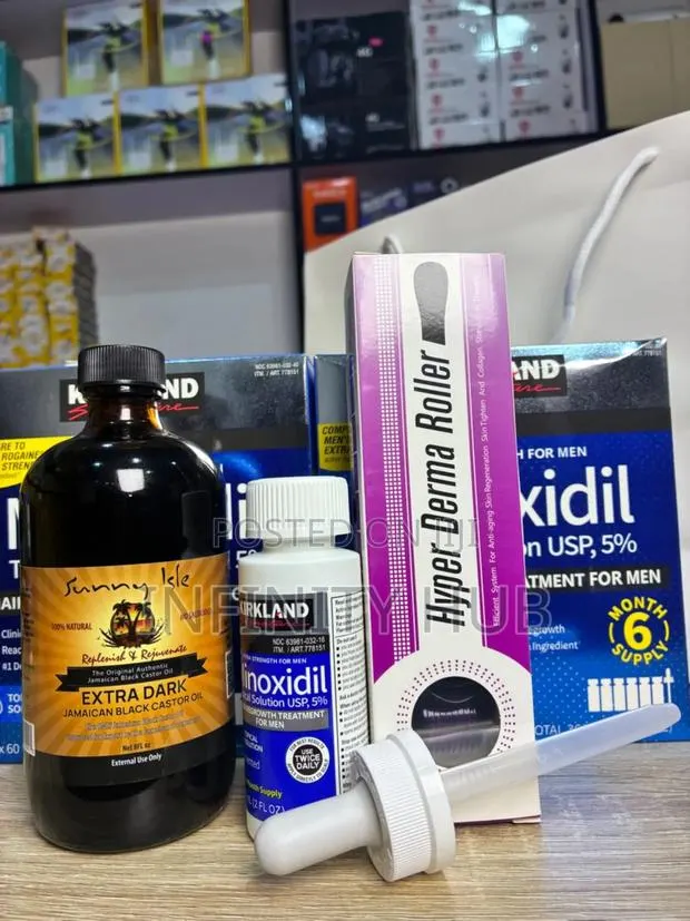 Kirkland Minoxidil,Derma Roller and Castar Oil Large Combo · Photo 1