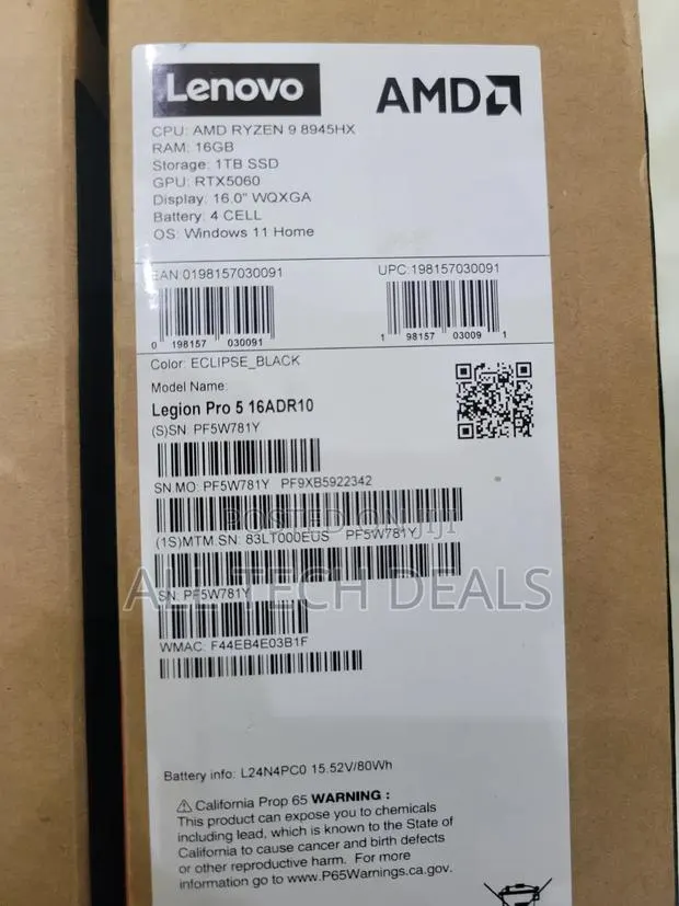 New Laptop Lenovo Legion 5 16GB AMD Ryzen 9 SSD 1T · Photo 1