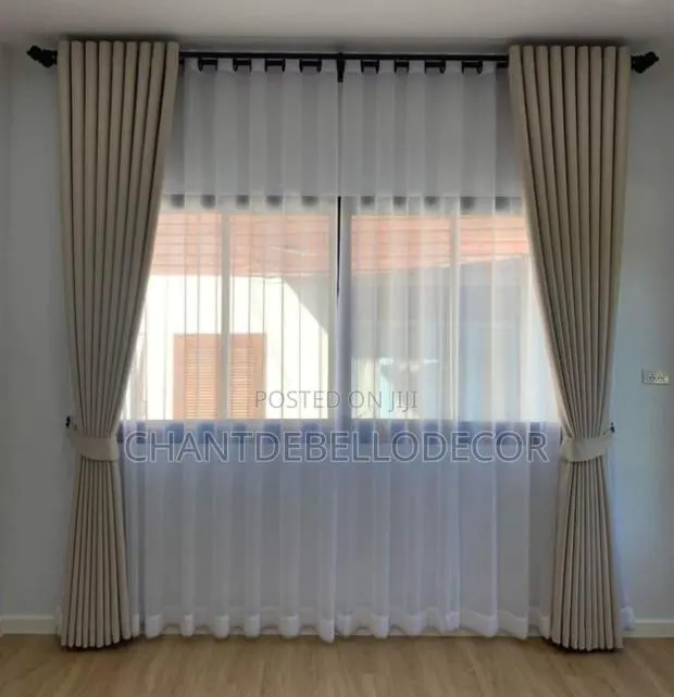 4 in 1 Combo 2pcs Blackout and 2pcs White Transparent Voile Curtains · Photo 1