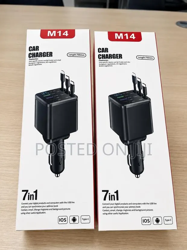 Car Charger 7 in 1 With Retractable Cables