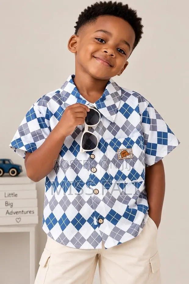 Blue Argyle Shirt. 6-7Years · Photo 1