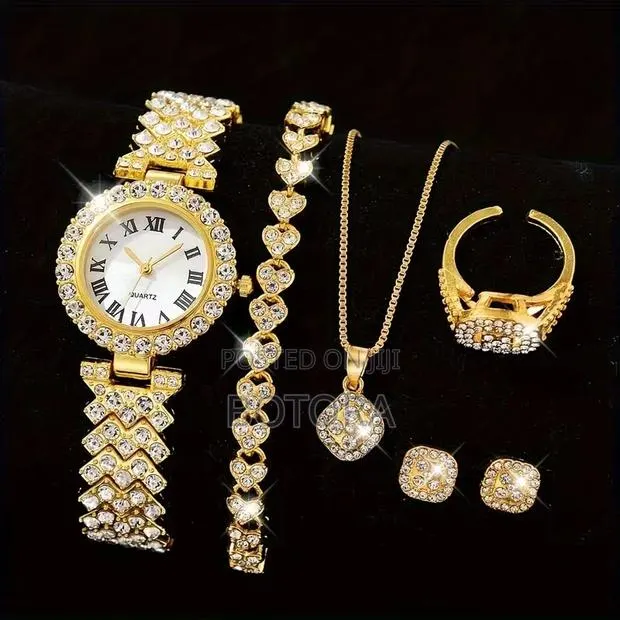 Battery Replacement Required 5-in-1 Women’S Gold Watch Set – Box · Photo 1