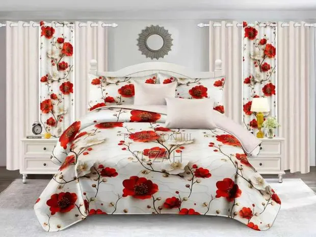 Elegant Rose Flower Curtains and Bedsheets · Photo 1
