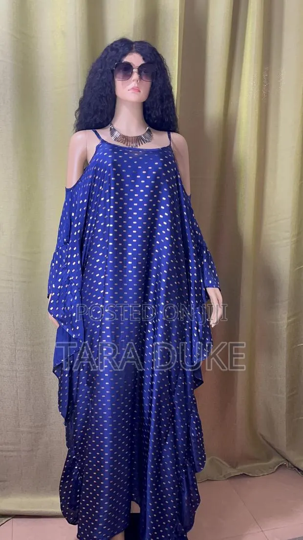 Royal Blue Gold Cold-Shoulder Kaftan · Photo 1