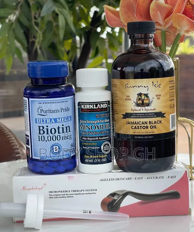 Kirkland Minoxidil + Derma Roller + Biotin + Castor Oil Pack · Photo 1