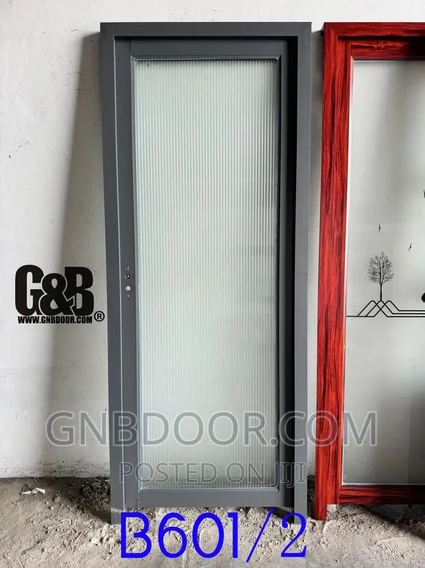 B601 Glass Door Bathroom Door Safety Glass Aluminum Frame · Photo 1