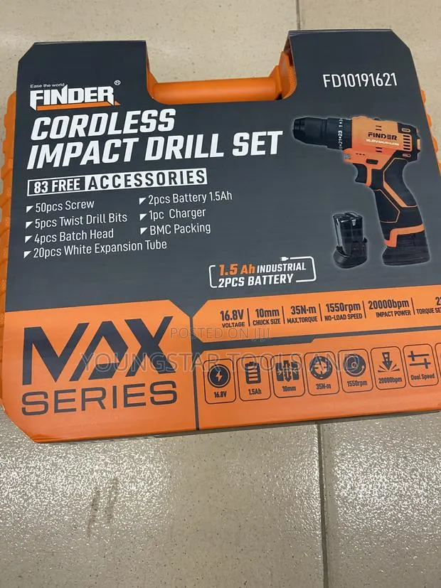 Finder 16.8V Cordless Impact Drill Set(MAX Series)-With 83 Accessories · Photo 1