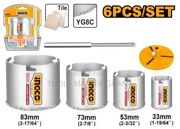 6pcs Carbide Gritted Hole Saw Set - Hsb4061 · Photo 1