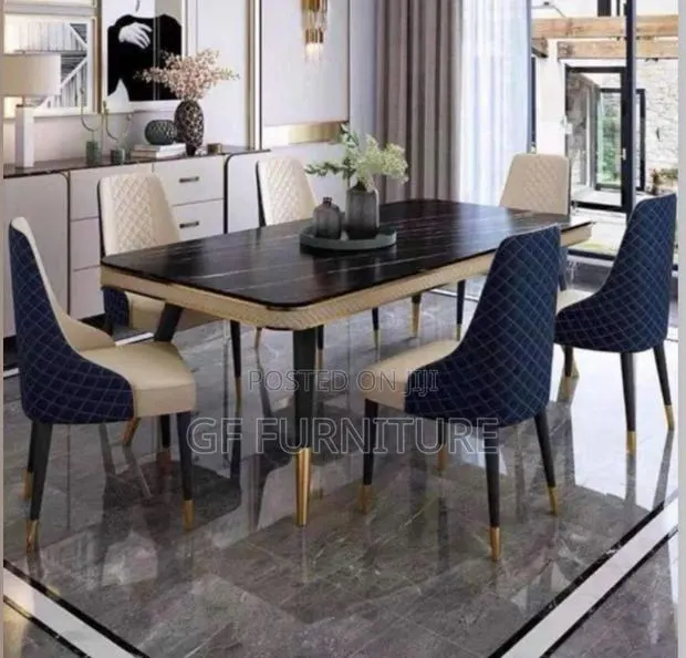Modern Six Chairs Luxury Marble Dining Set · Photo 1
