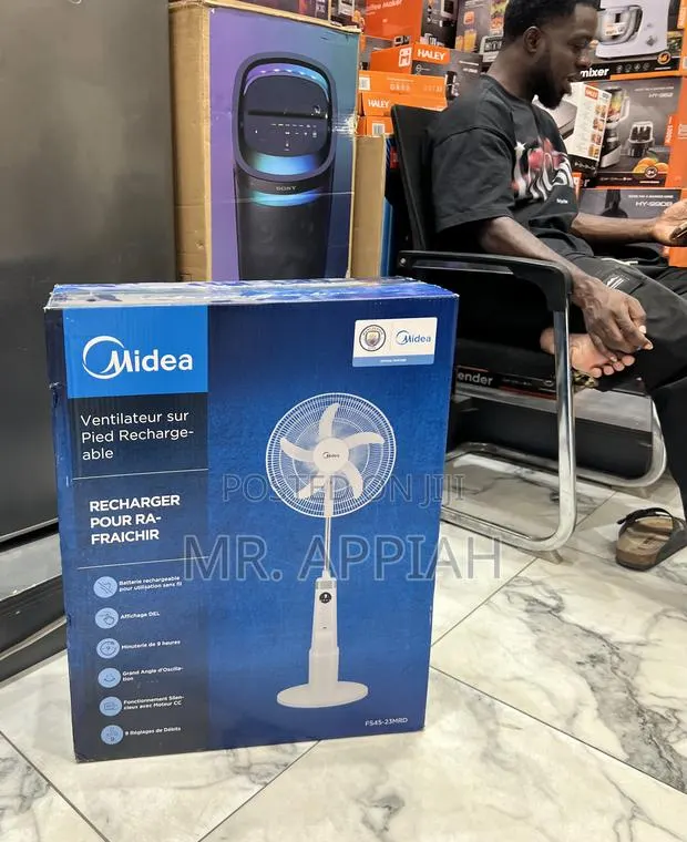 Check Out Affordable Midea 18” Rechargeable Standing Fan · Photo 1