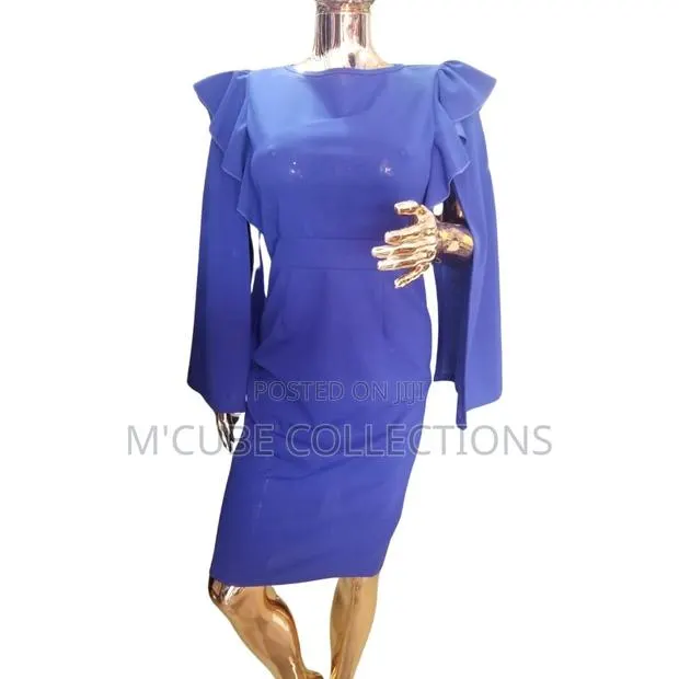 Royal Blue Ruffle Sleeve Midi Dress · Photo 1