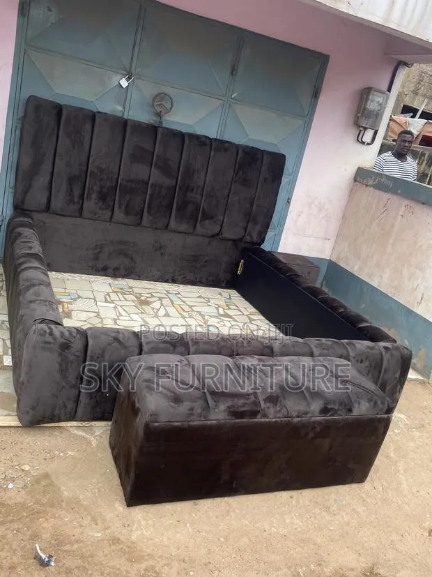 Awaken Queen Size Bed Frame With Side Drawer Ottoman · Photo 1
